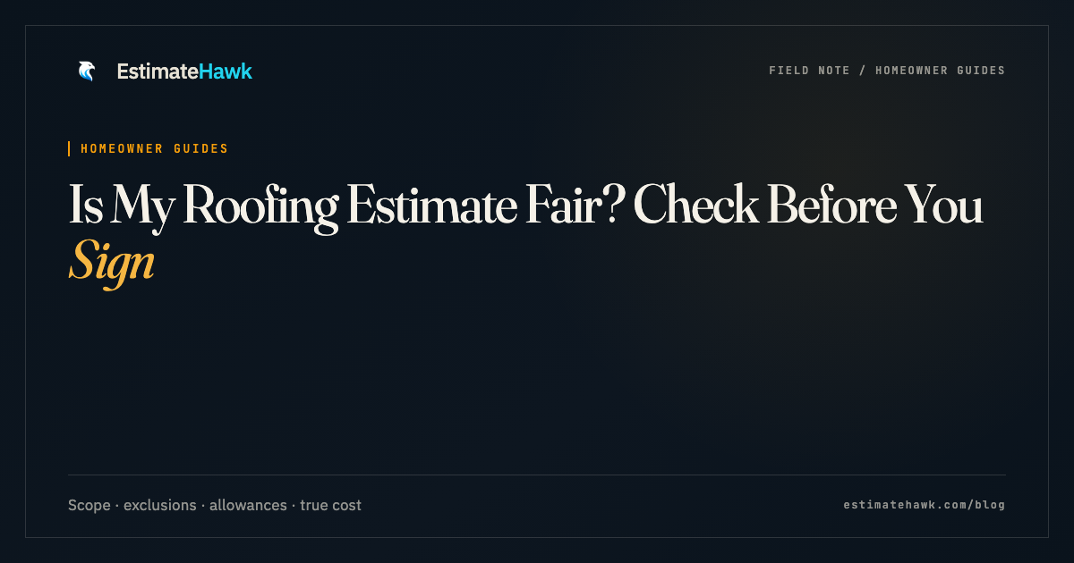 Estmite Sign Is My Roofing Estimate Fair? Check Before You Sign | EstimateHawk